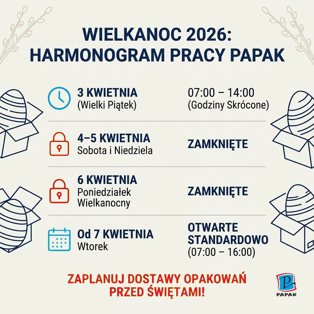 Wielkanoc 2026: Harmonogram pracy i godziny otwarcia PAPAK